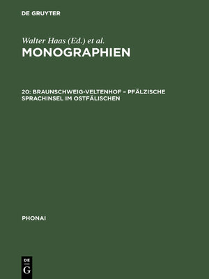 cover image of Braunschweig-Veltenhof – Pfälzische Sprachinsel im Ostfälischen